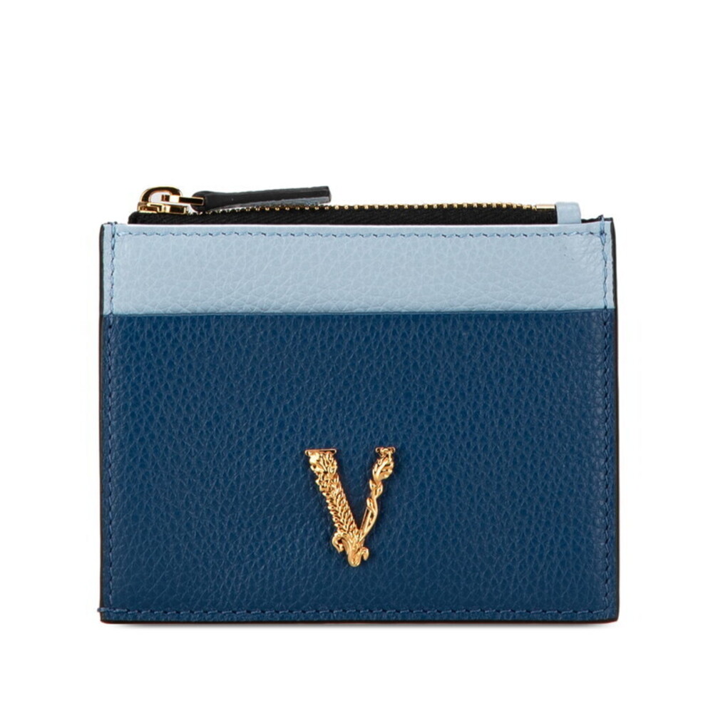 Versace Virtus Wallet Navy Blue Leather